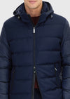 Lacivert Regular Fit Kapüşonlu Casual Dokuma Mont