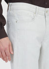 Ekru Düz Slim Fit Denim Pamuk Karışımlı Pantolon