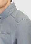 Gri Regular Fit Dik Yaka Casual Koyun Kürkü Deri Mont