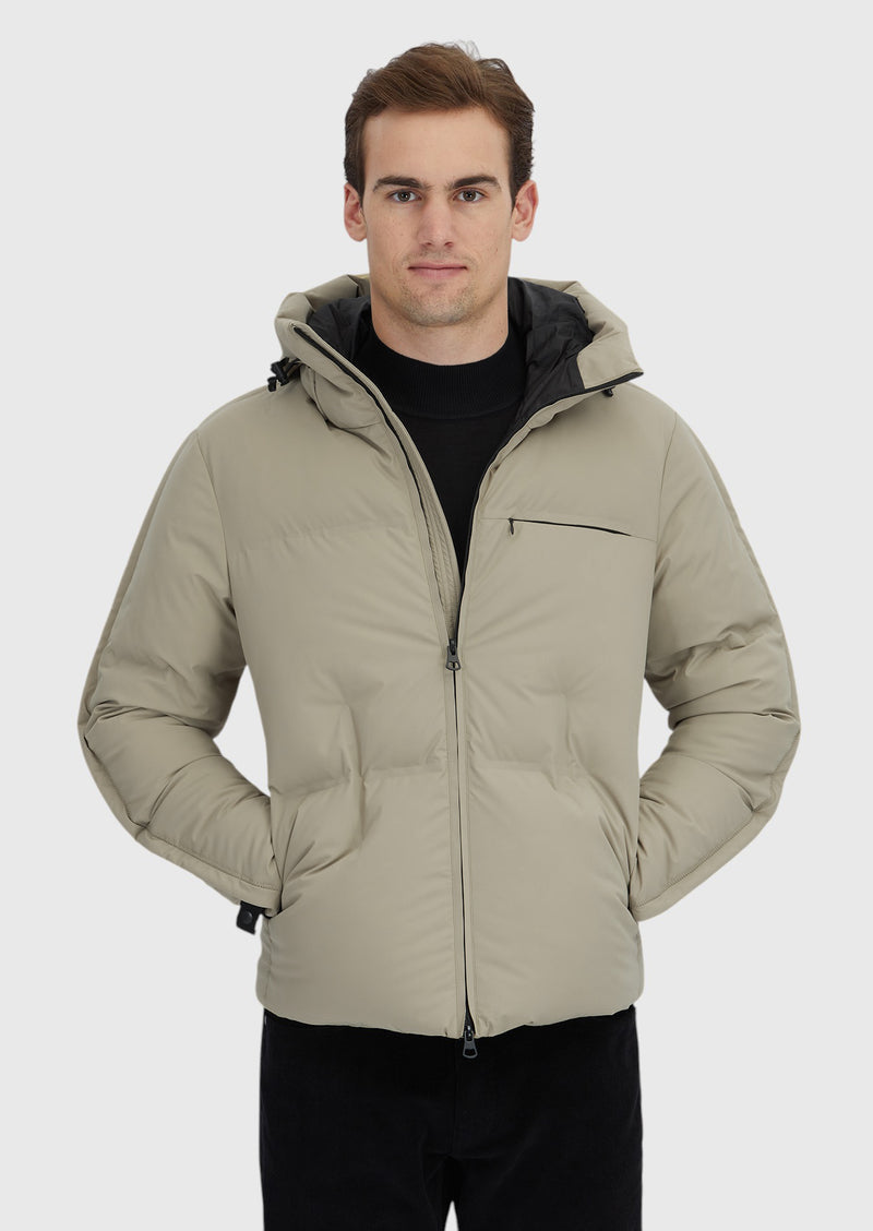 Kum Regular Fit Kapüşonlu Casual Dokuma Mont