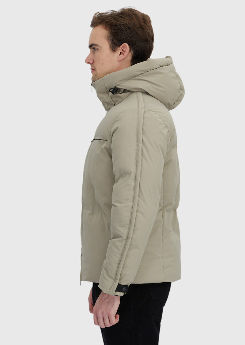 Kum Regular Fit Kapüşonlu Casual Dokuma Mont