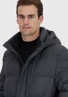 Gri Regular Fit Kapüşonlu Casual Dokuma Kaban
