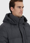 Gri Regular Fit Kapüşonlu Casual Dokuma Kaban