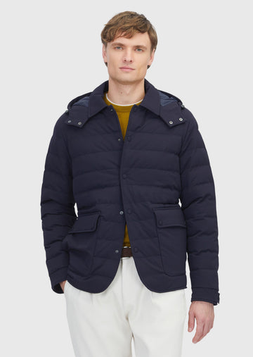 Lacivert Regular Fit Kapüşonlu Dokuma Mont