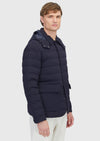 Lacivert Regular Fit Kapüşonlu Casual Dokuma Mont