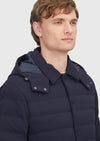 Lacivert Regular Fit Kapüşonlu Casual Dokuma Mont