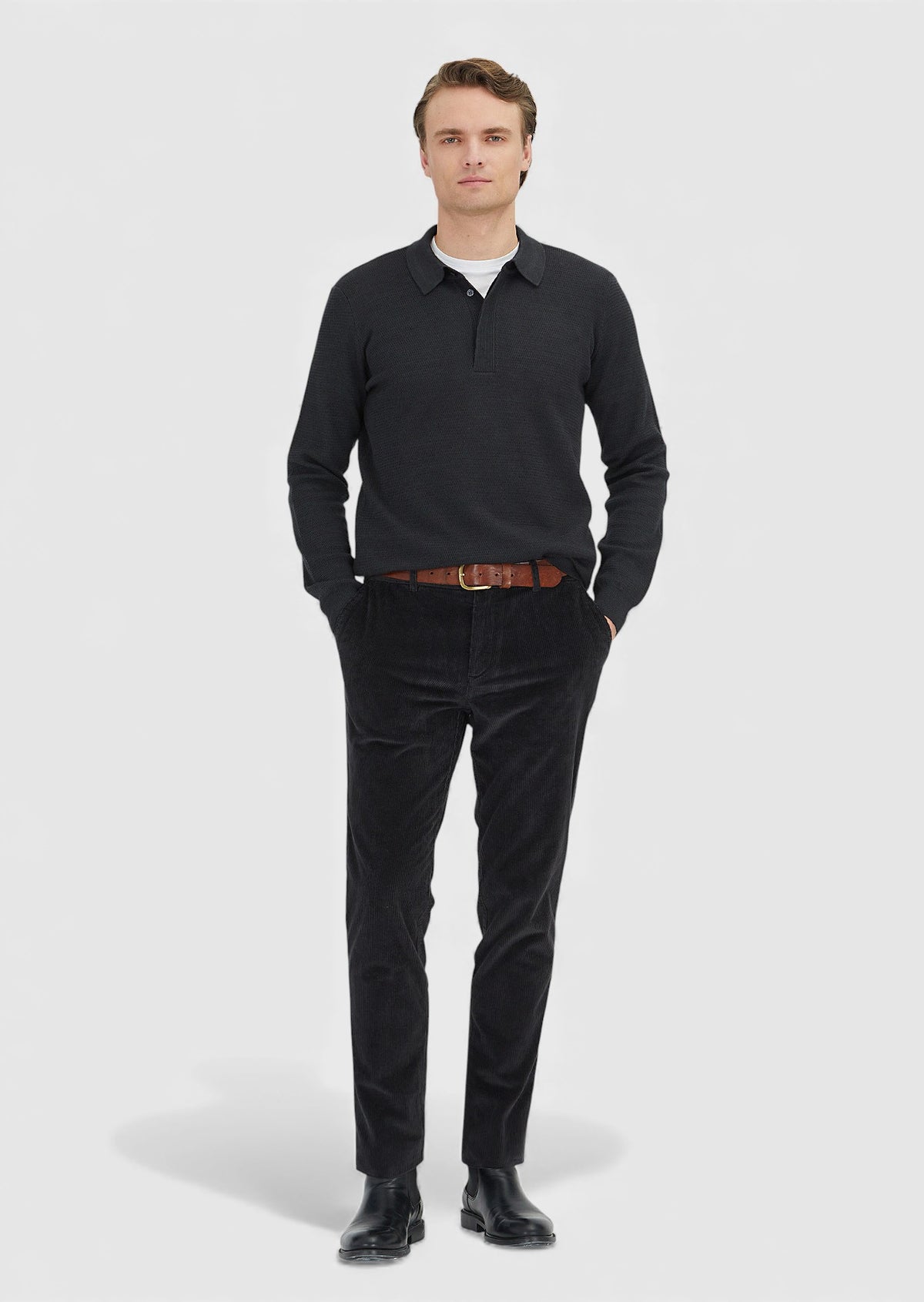 Hard Coal Weaving Jogging Fit Casual Cotton Blended Trousers