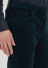 Petrol Düz Dokuma Slim Fit Kadife Casual Pamuk Karışımlı Pantolon