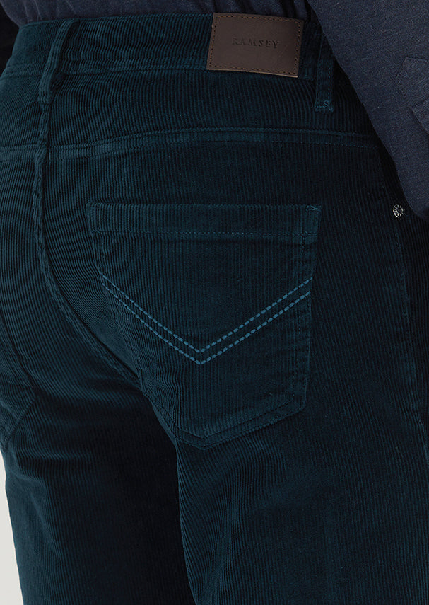 Petrol Düz Dokuma Slim Fit Kadife Casual Pamuk Karışımlı Pantolon