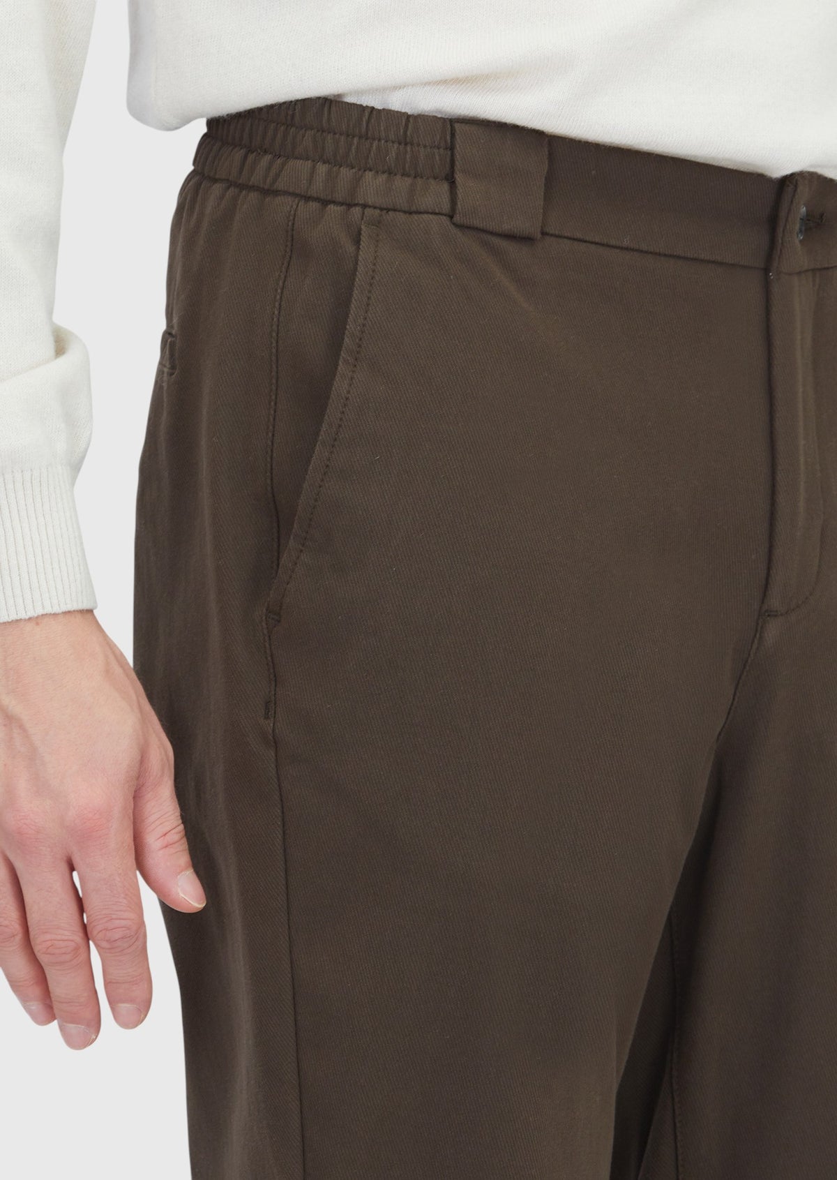 Haki Düz Dokuma Jogging Fit Casual Pamuk Karışımlı Pantolon