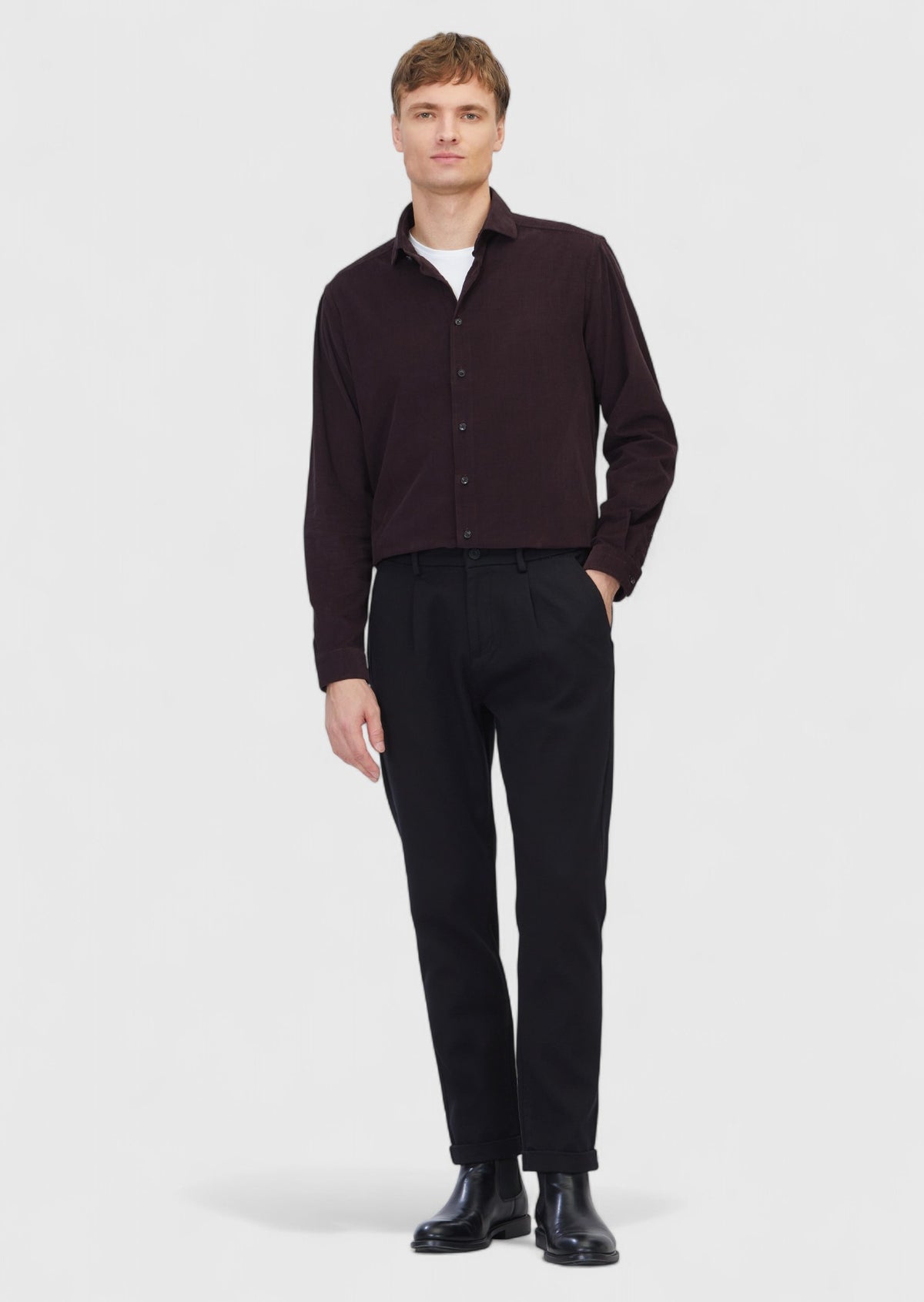 Black Weaving Jogging Fit Casual Cotton Blended Trousers