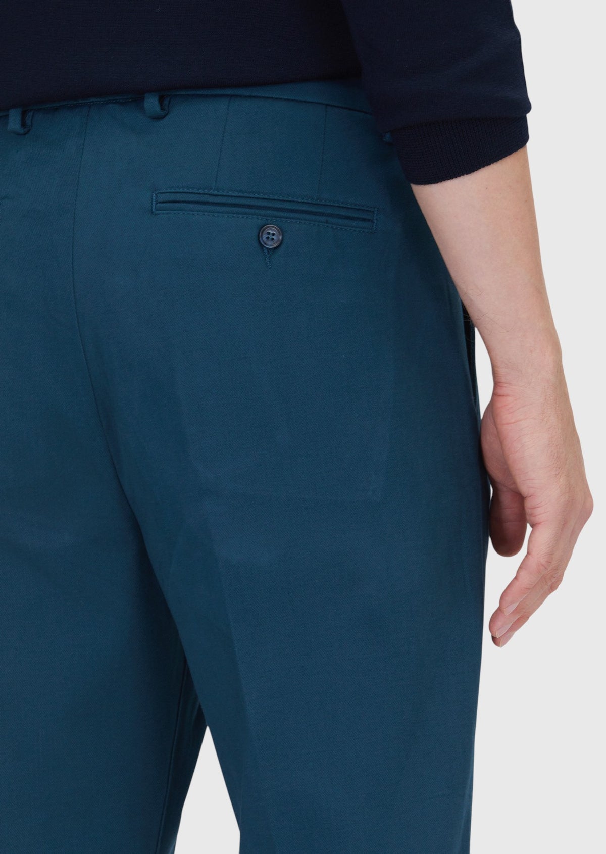 Petrol Düz Dokuma Regular Fit Casual Pamuk Karışımlı Pantolon