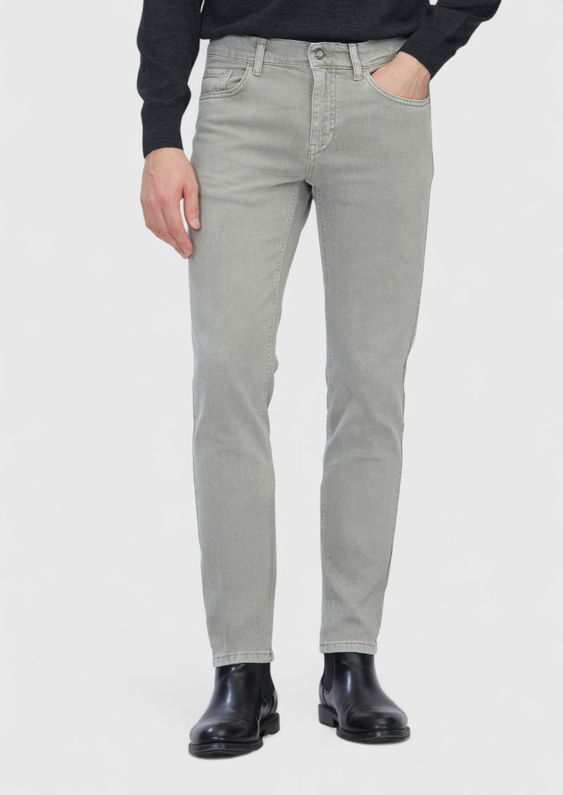 Açık Yeşil Düz Slim Fit Denim Pamuk Karışımlı Pantolon