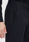 Siyah Düz Dokuma Regular Fit Casual Pamuk Karışımlı Pantolon