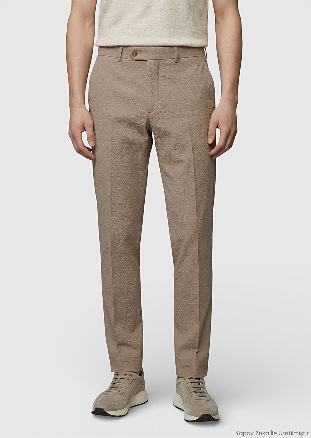 Bej Fitilli Kumaş Modern Fit Kadife Klasik Pamuk Karışımlı Pantolon