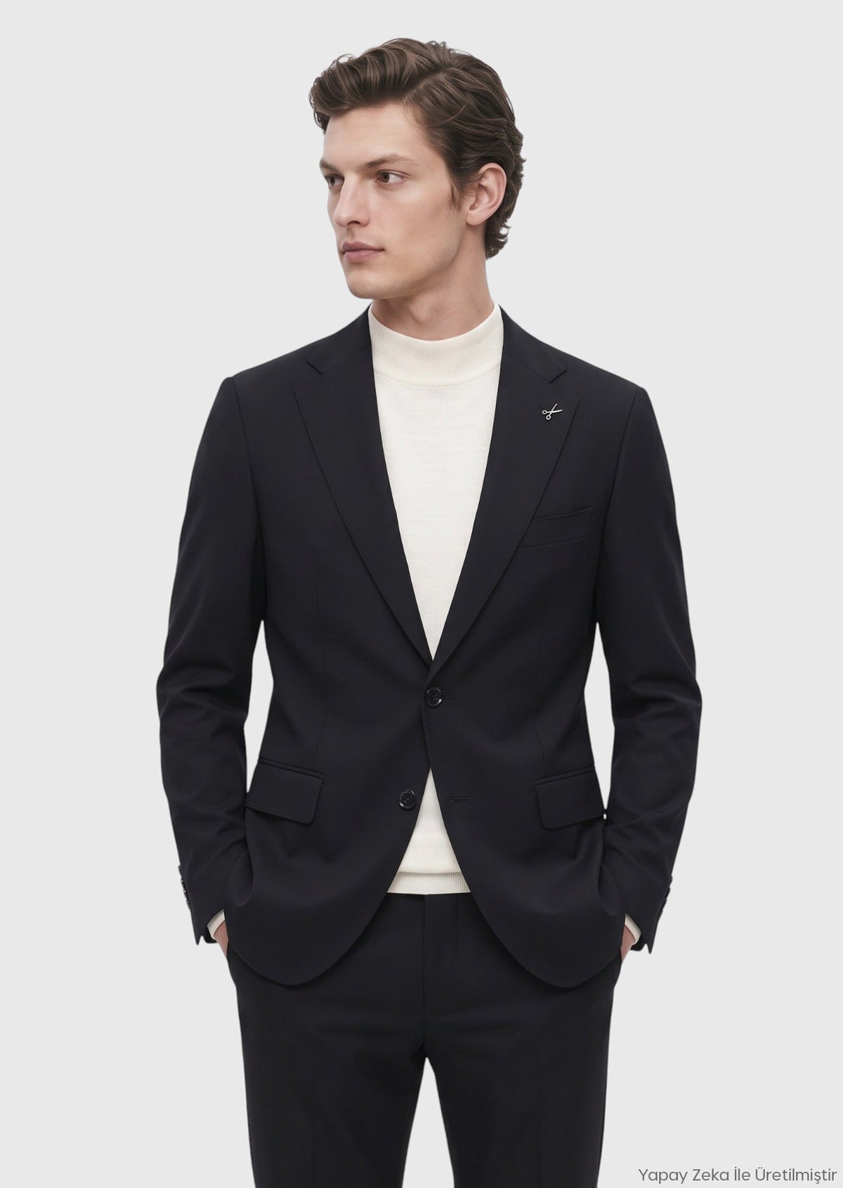 Siyah Shirt Shoulder Slim Fit %100 Yün Ceket