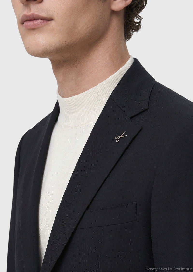 Siyah Shirt Shoulder Slim Fit %100 Yün Ceket