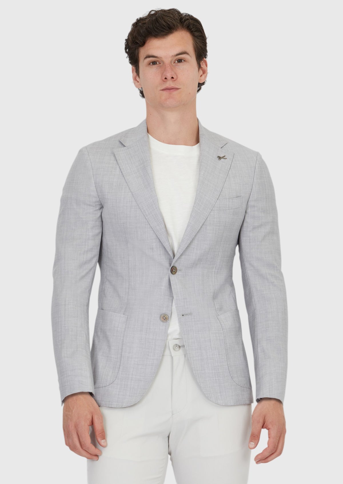 Açık Gri Düz Zeroweight Slim Fit %100 Yün Ceket