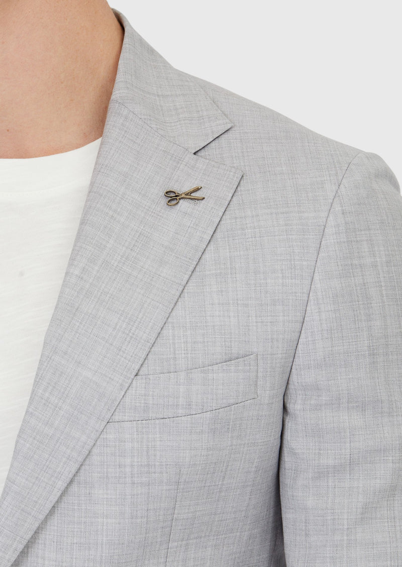 Açık Gri Düz Zeroweight Slim Fit %100 Yün Ceket