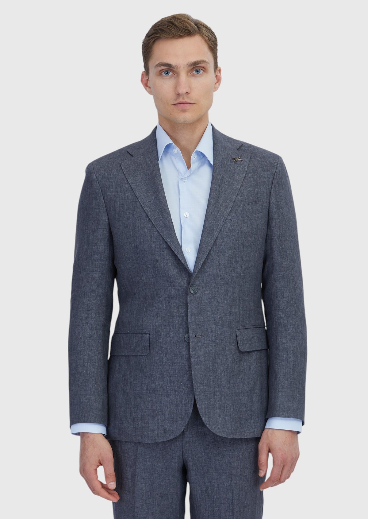 Füme Düz Zeroweight Slim Fit %100 Keten Takım Elbise