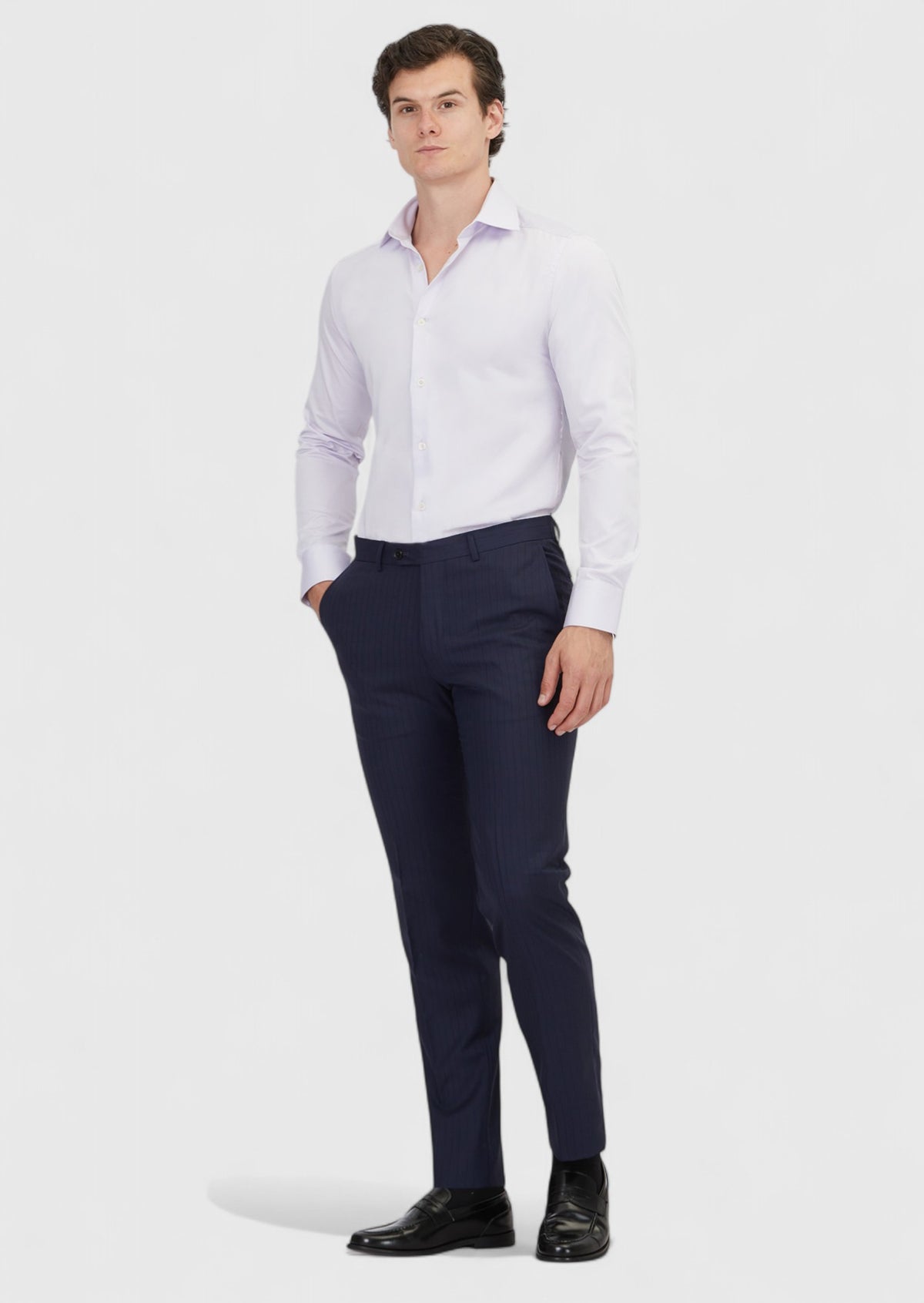 Lila Düz Slim Fit Uzun Dokuma Klasik %100 Pamuk Gömlek
