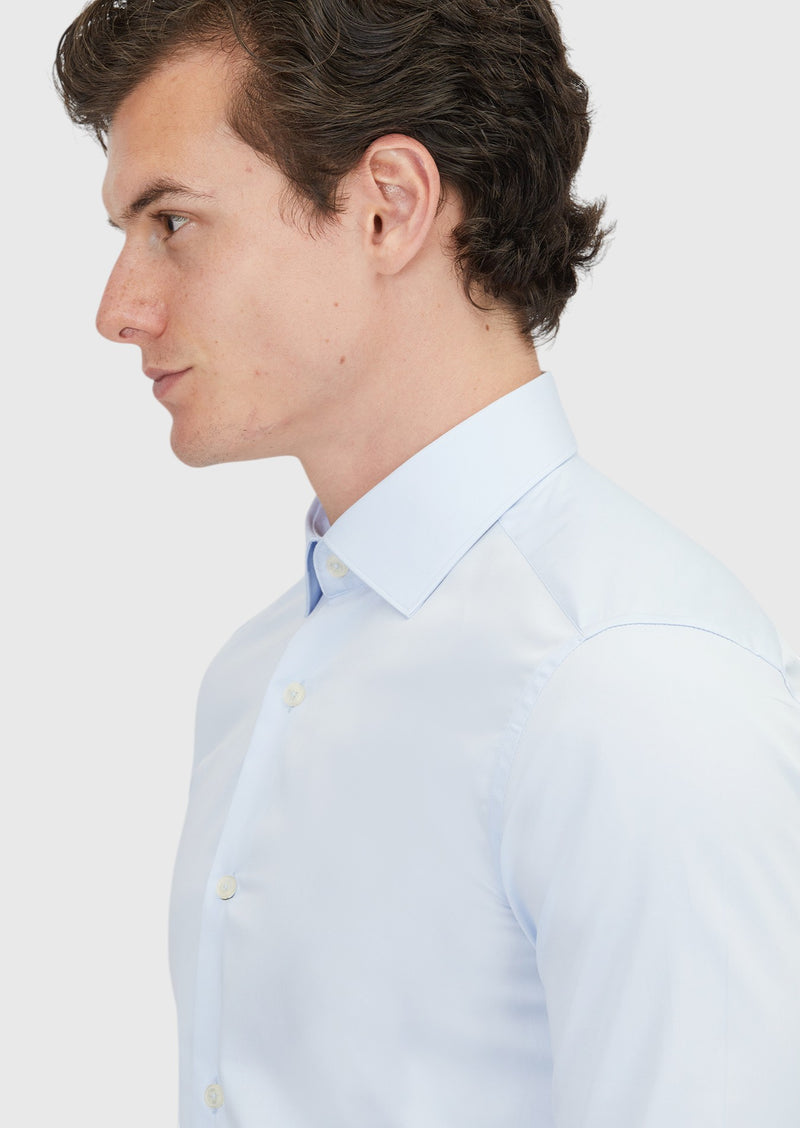 Açık Mavi Düz Slim Fit Uzun Dokuma Klasik %100 Pamuk Gömlek