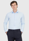 Koyu Mavi Düz Slim Fit Uzun Dokuma Klasik %100 Pamuk Gömlek