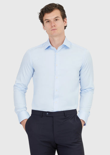 Koyu Mavi Slim Fit Uzun Dokuma Klasik %100 Pamuk Gömlek