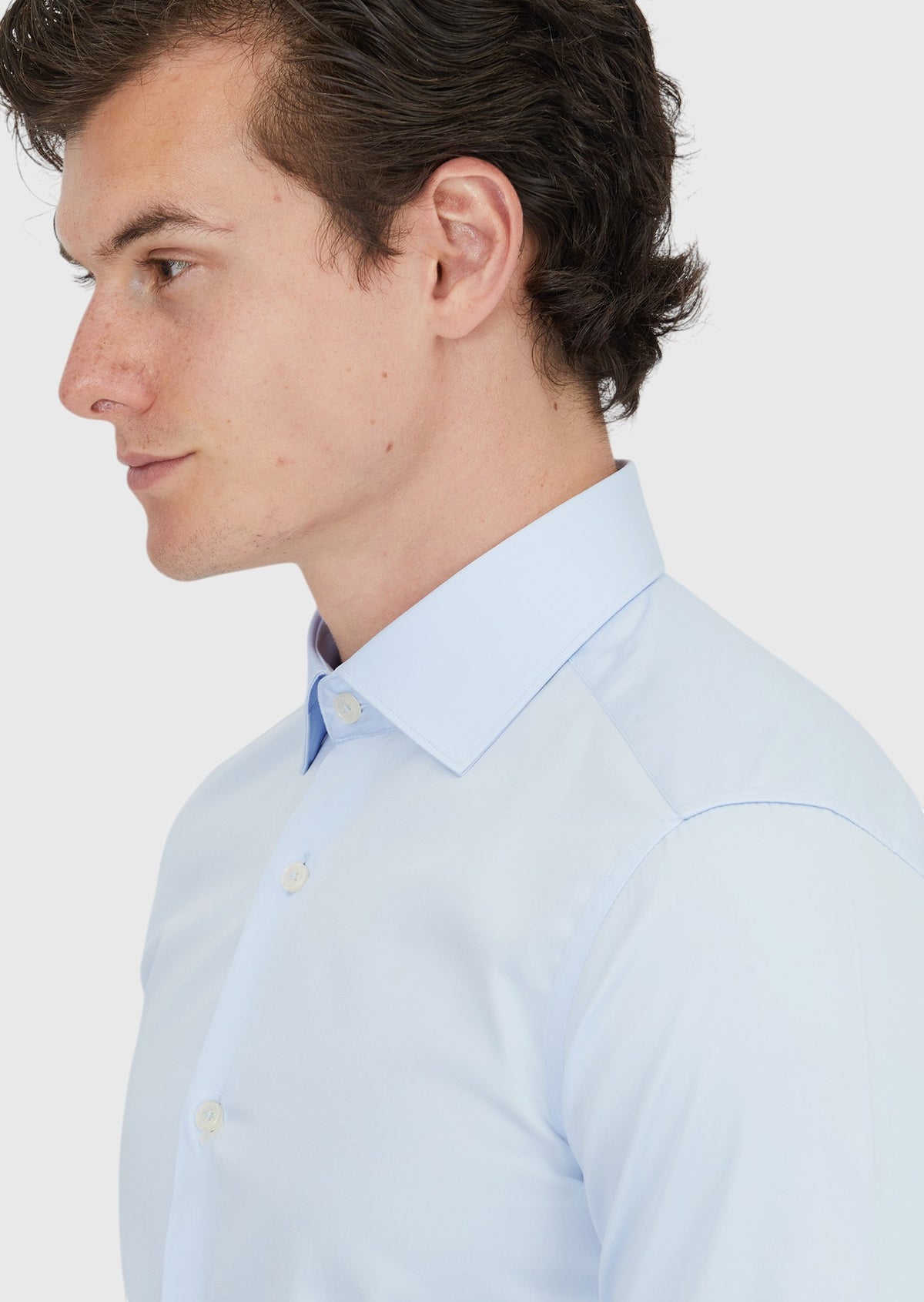 Koyu Mavi Düz Slim Fit Uzun Dokuma Klasik %100 Pamuk Gömlek