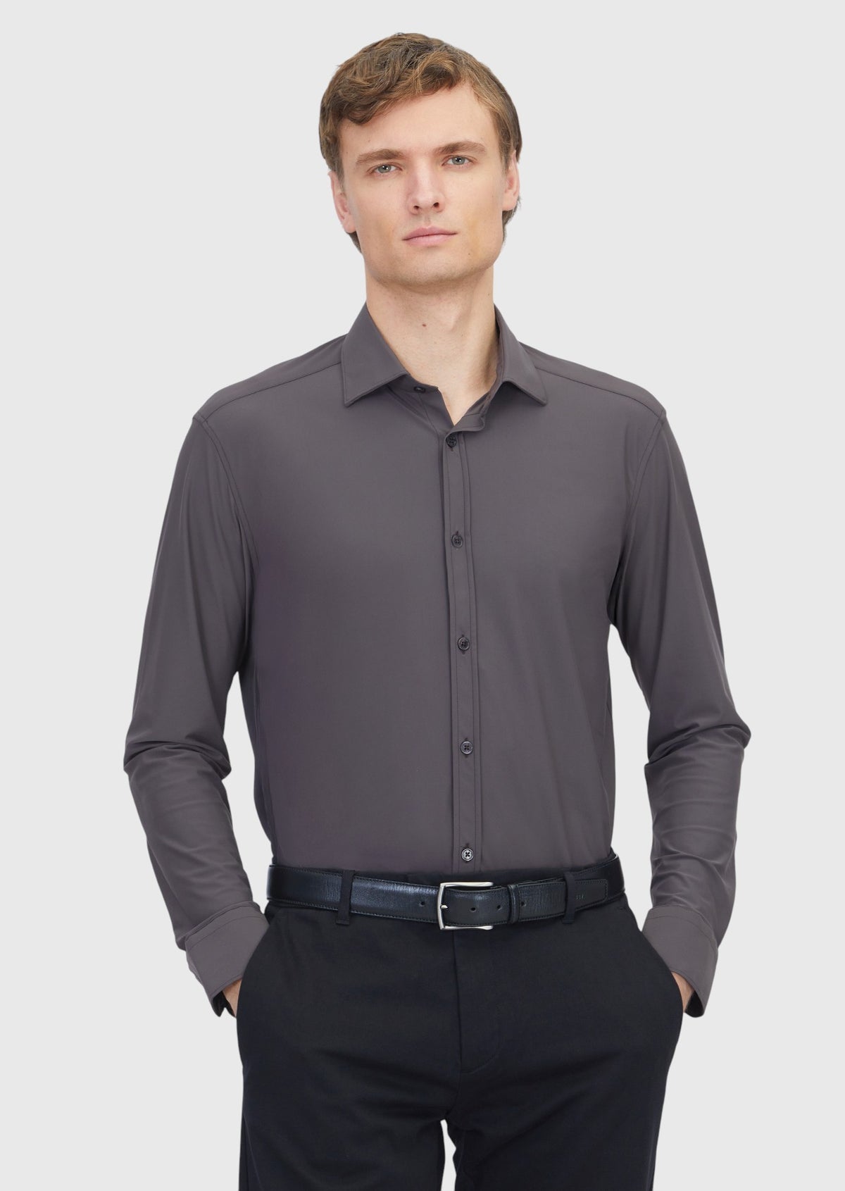 Bordo Düz Regular Fit Uzun Klasik Gömlek