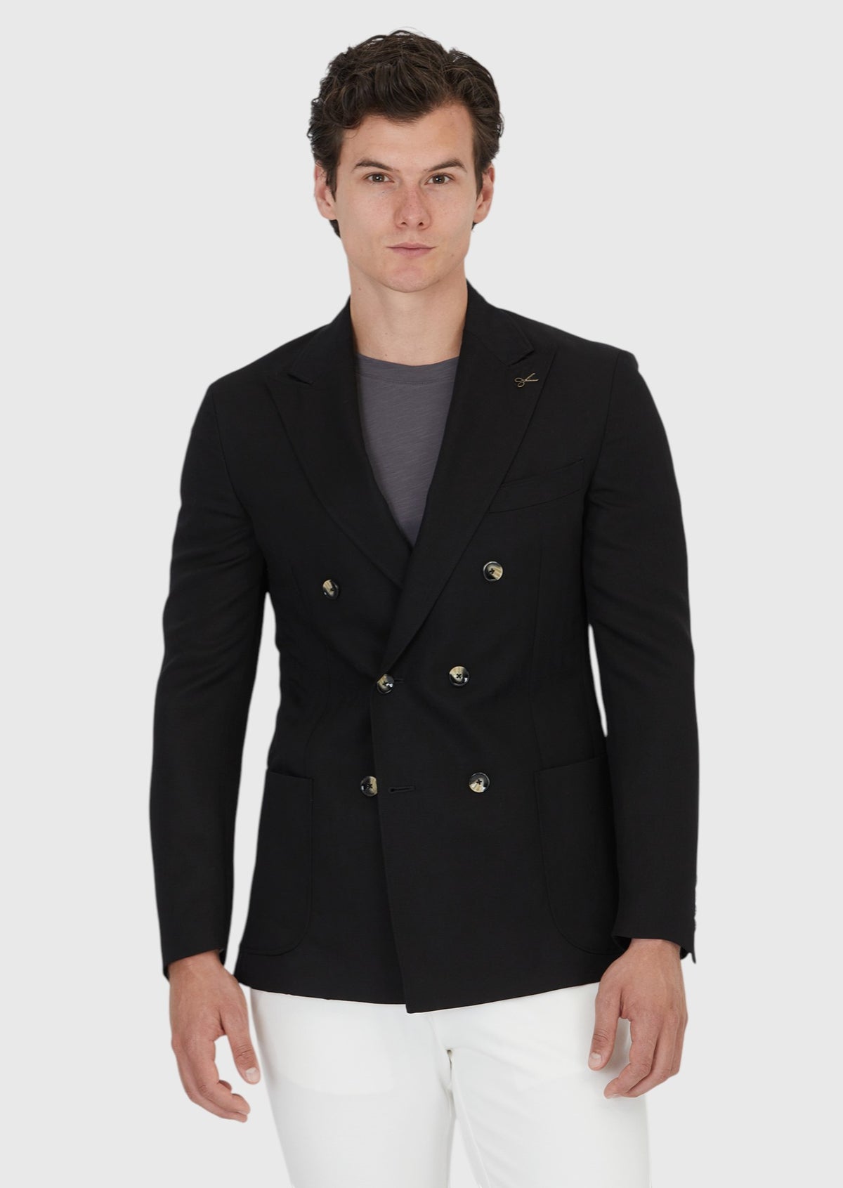 Siyah Zeroweight Slim Fit Keten Karışımlı Ceket