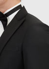 Siyah Düz Slim Fit Kruvaze Yaka Dokuma Smokin Takım Elbise