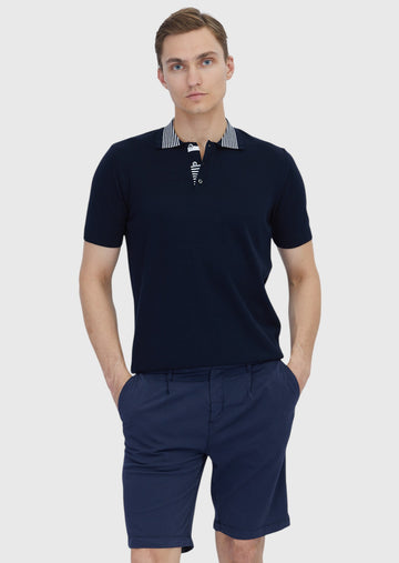Lacivert Düz Polo Yaka %100 Pamuk T-Shirt