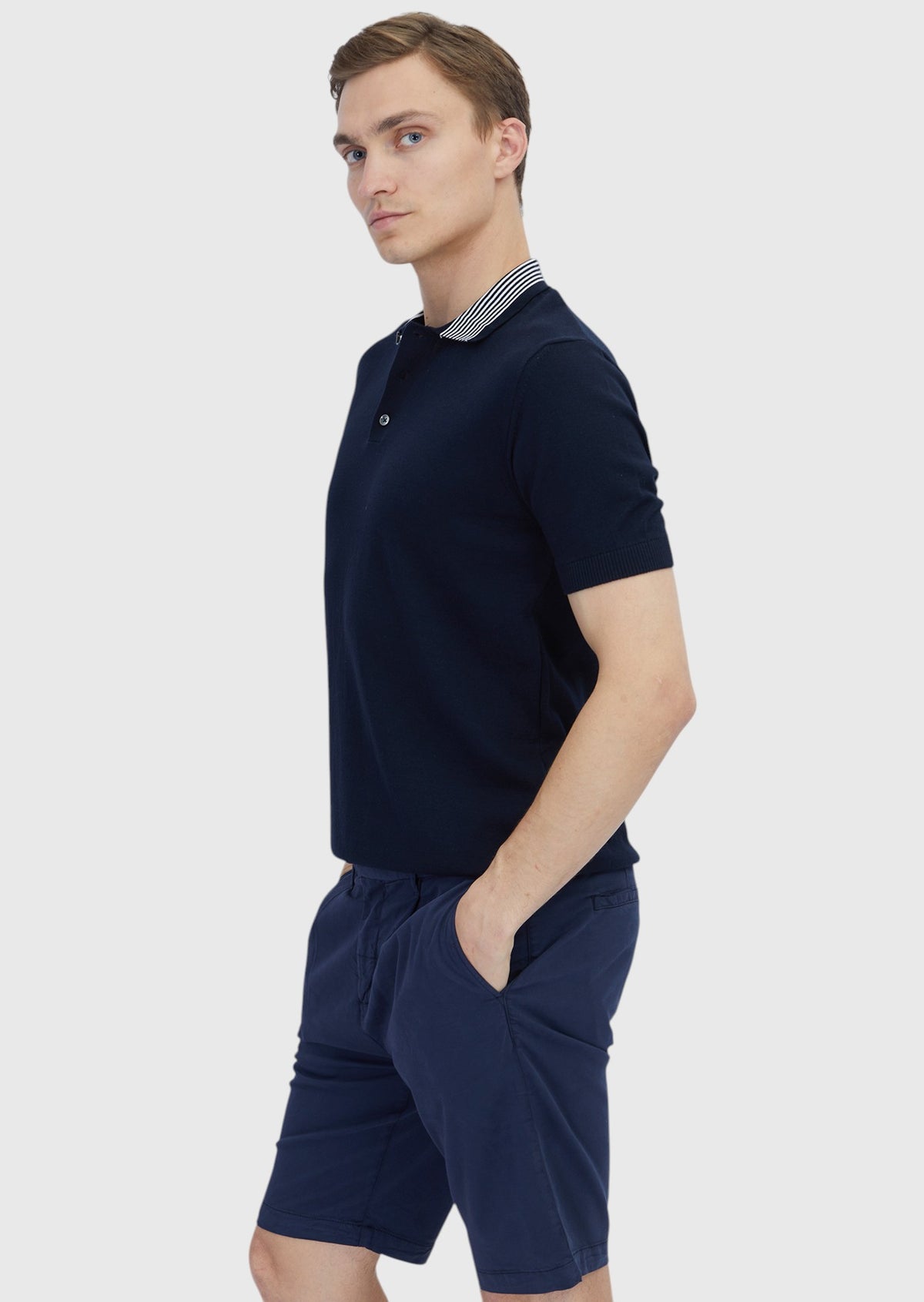Lacivert Düz Polo Yaka %100 Pamuk T-Shirt