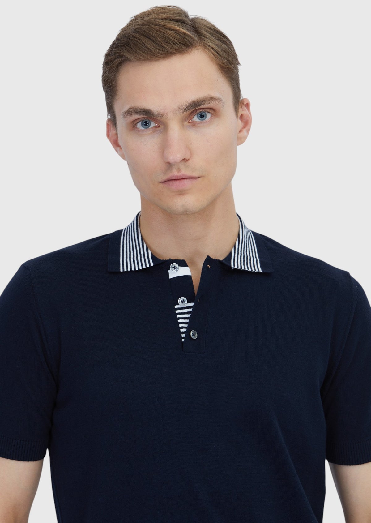 Lacivert Düz Polo Yaka %100 Pamuk T-Shirt