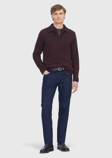 Lacivert Düz Slim Fit Denim Pamuk Karışımlı Pantolon