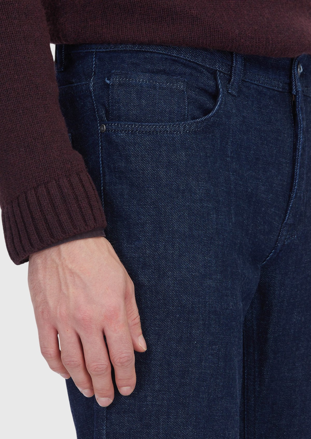 Lacivert Düz Slim Fit Denim Pamuk Karışımlı Pantolon