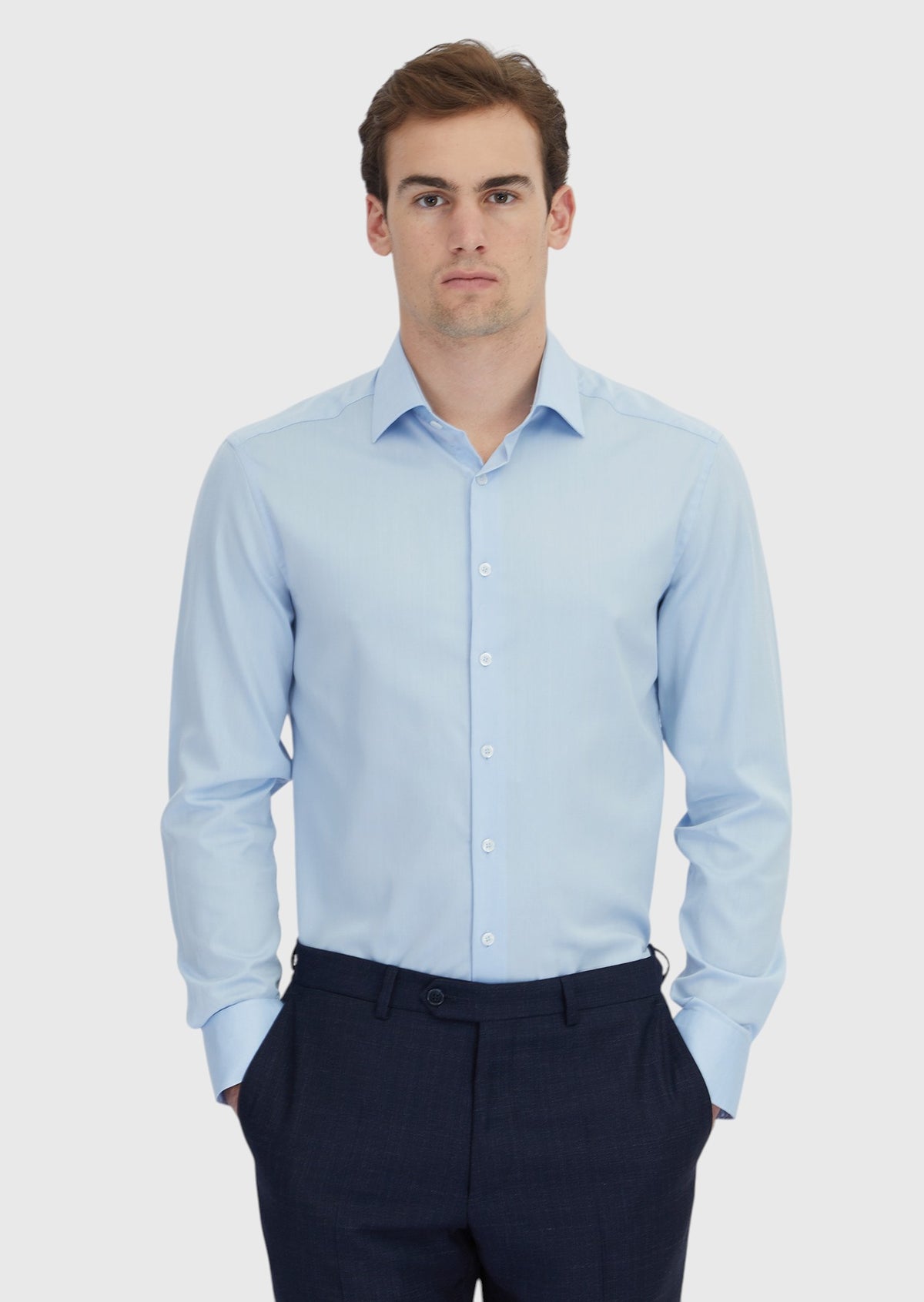 Blue Striped Regular Fit Long Weaving Classical Cotton Blended Shirt