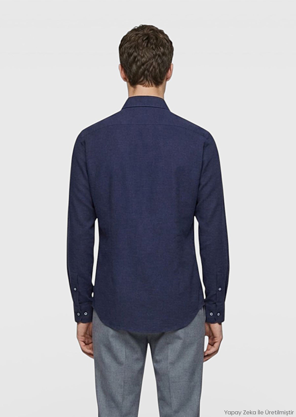 Açık Lacivert Düz Casual Fit Uzun Dokuma Casual %100 Pamuk Gömlek