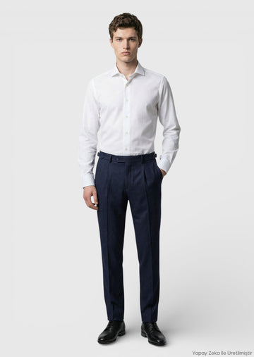 Beyaz Düz Casual Fit Uzun Dokuma Casual %100 Pamuk Gömlek