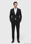 Siyah Düz Modern Fit %100 Yün Takım Elbise