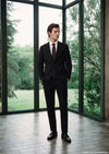 Siyah Düz Thin&taller Slim Fit %100 Yün Takım Elbise