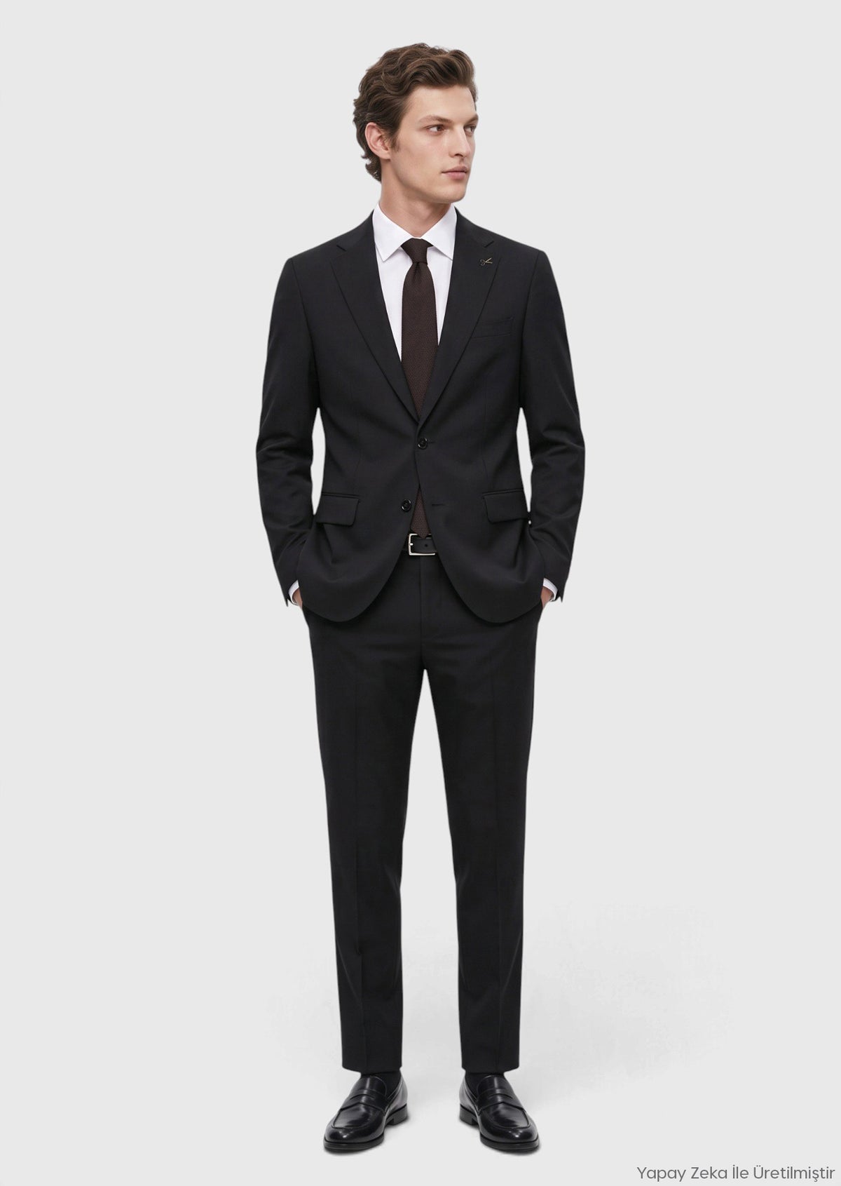 Siyah Düz Thin&taller Slim Fit %100 Yün Takım Elbise