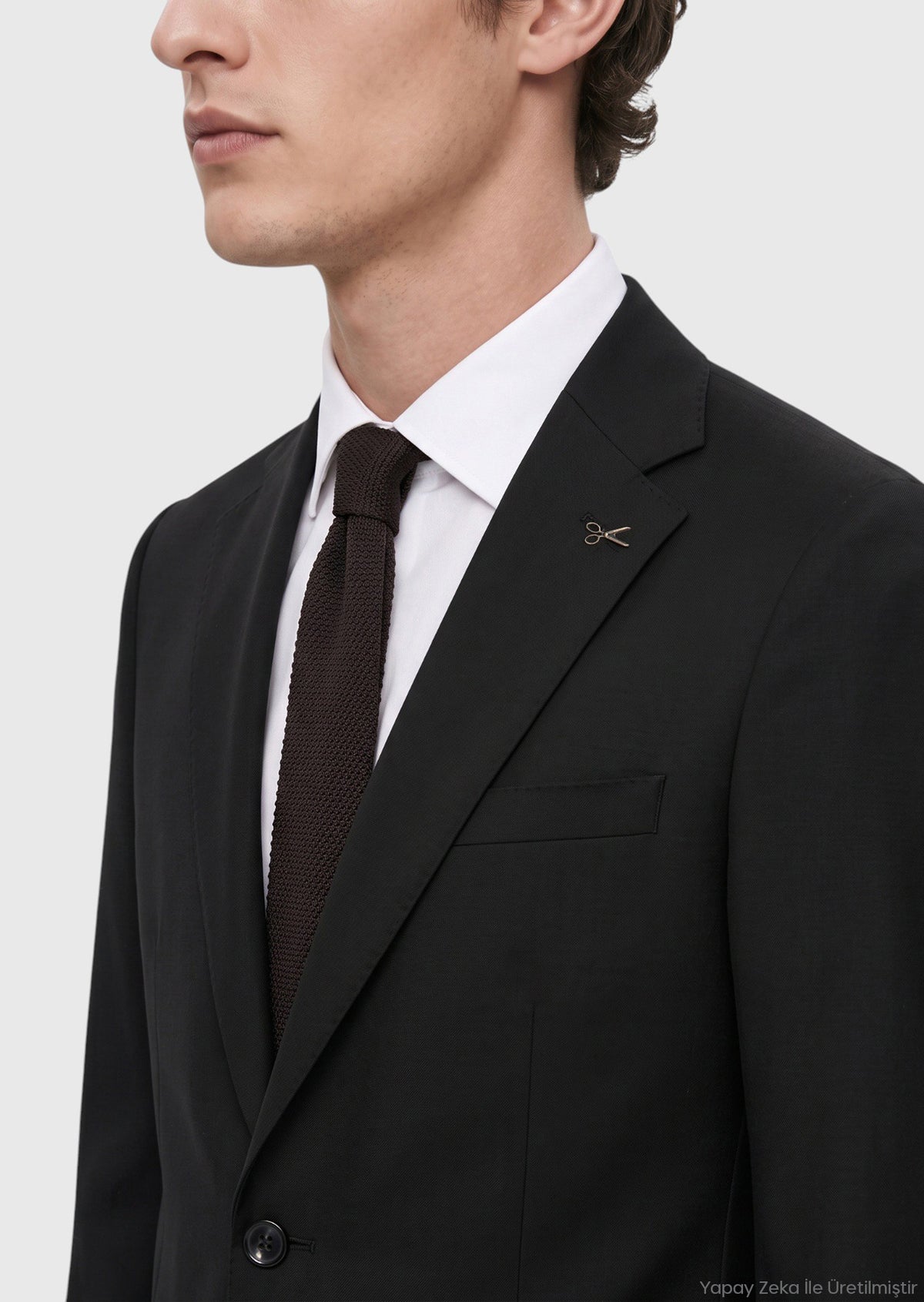 Siyah Düz Thin&taller Slim Fit %100 Yün Takım Elbise