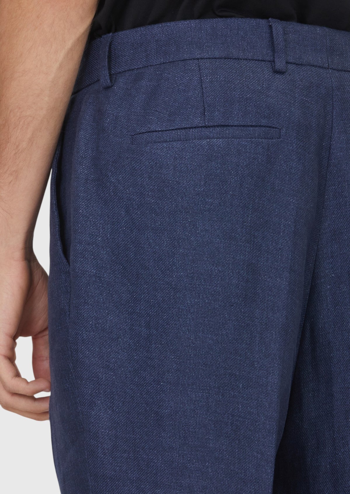Açık Lacivert Dokuma Comfort Fit Casual %100 Keten Pantolon