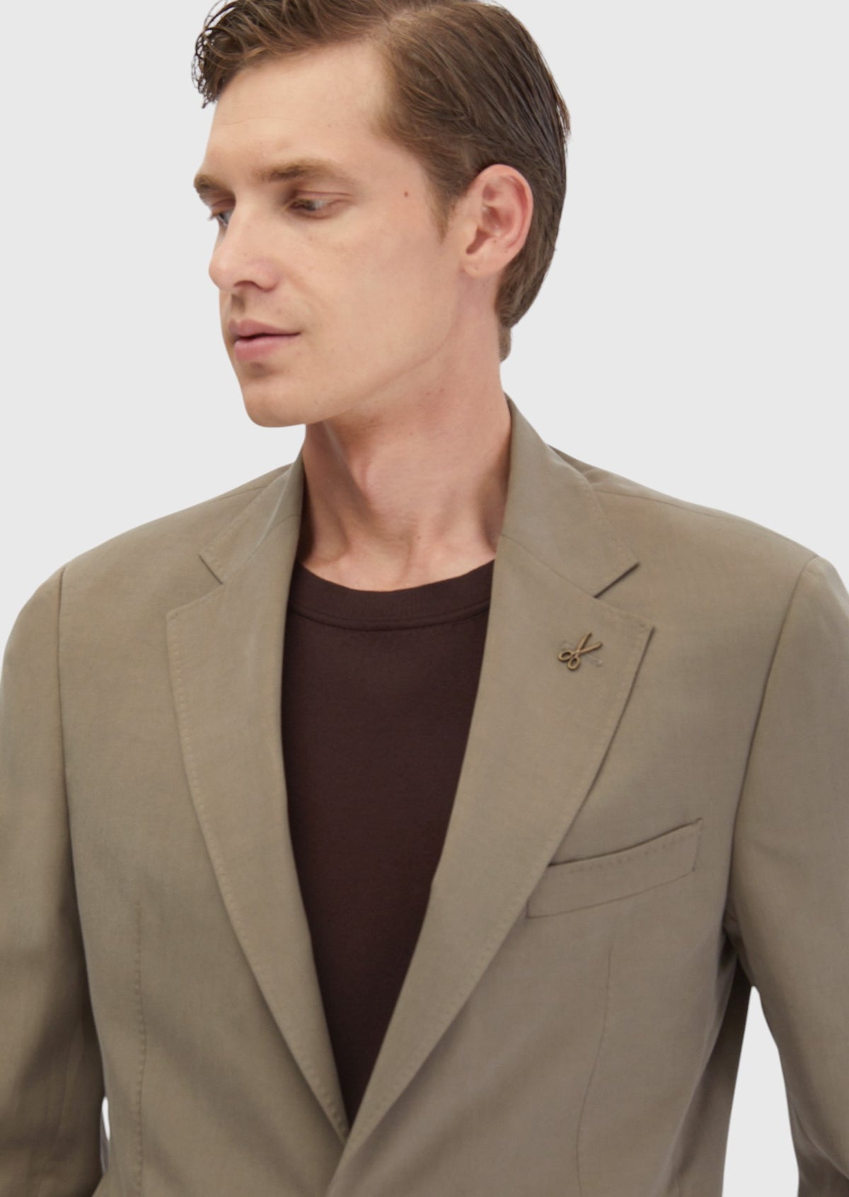 Açık Kahve Düz Zeroweight Slim Fit Takım Elbise