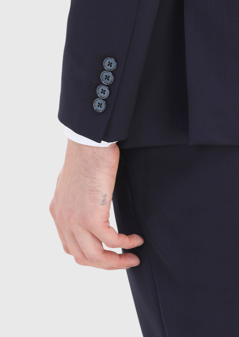 Lacivert Düz Modern Fit %100 Yün Takım Elbise