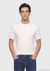 Ekru Düz İpek Karışımlı T-Shirt