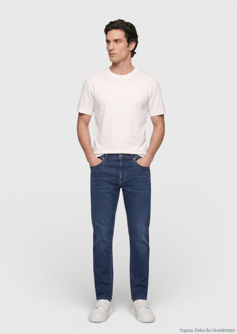 Ekru Düz İpek Karışımlı T-Shirt