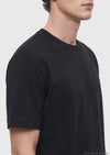 Siyah Düz İpek Karışımlı T-Shirt